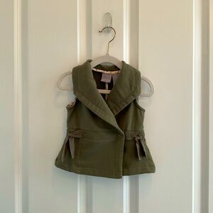Girls Tahari Olive Green Sleeveless Vest with Bow Accents